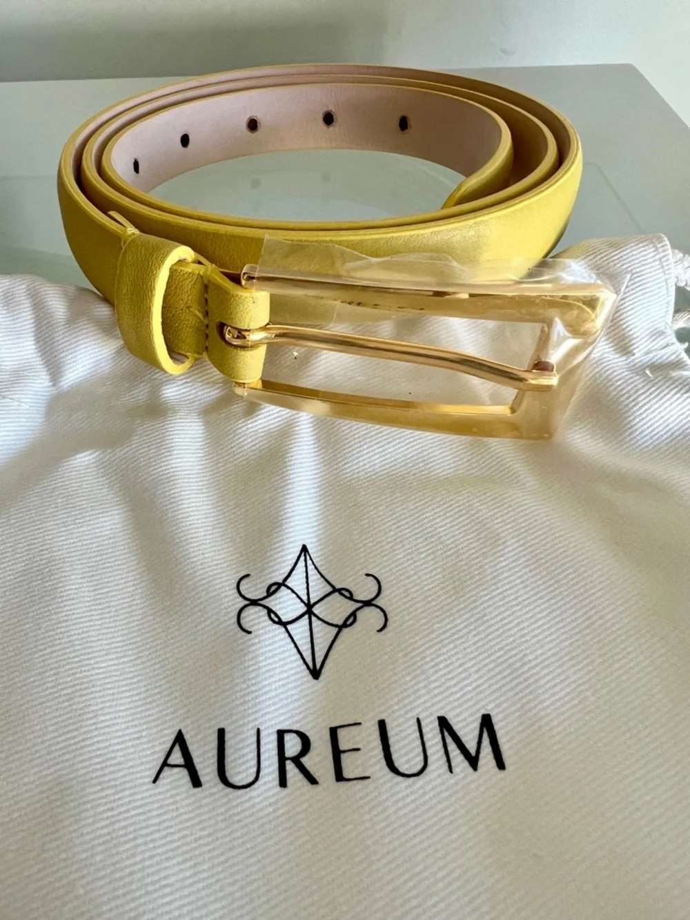 AUREUM Canary Yellow Mini No.10 Belt Leather Belt